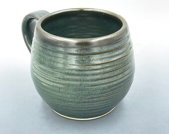 Large Coffee Mug, Handmade Mug, READY TO SHIP, Wheel-Thrown Pottery Mug Blue