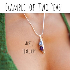 Wife Anniversary Gift | Mixed Birthstone Necklace | Two Peas In A Pod | Custom Birthstones | Peapod Pendant | Anniversary Necklace