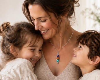 Personalized Birthstone Peas in a Pod Necklace: Sterling Silver, Engraved
