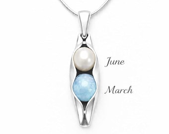 Sterling Silver Peas in a Pod Necklace | Birthstone Jewelry