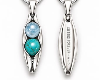 Two Sisters Necklace - Personalised Birthstone Necklace - Two Peas in a Pod - Sister Gift
