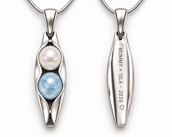First Christmas as Parents Gift - Personalised Birthstone Necklace - Two Peas in a Pod - New Parents Gift