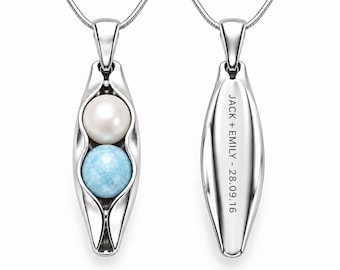 Personalised Christmas Gift for Wife | Two Peas in a Pod Necklace | Custom Birthstones & Engraving