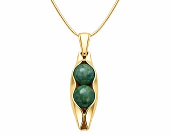 55th Anniversary Necklace | Emerald Anniversary | Two Peas In A Pod | Natural Emerald | Custom Engraving | 55th Wedding Anniversary Gift