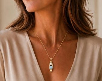 Birthstones Necklace - 23rd Anniversary - Personalised Two Peas in a Pod - Wife Jewelry - Sterling Silver or 14K Gold Filled