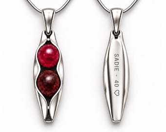 Milestone Birthday Gift - Personalised Birthstone Necklace - Two Peas in a Pod - 30th 40th 50th 60th
