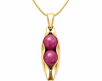 40th Anniversary | Ruby Anniversary | Two Peas In A Pod | Natural Ruby | Custom Engraving | 40th Wedding Anniversary Gift