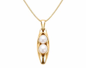 30th Anniversary Necklace | Pearl Two Peas in a Pod | 14K Gold Filled or Sterling silver | Meaningful Jewelry for Wife