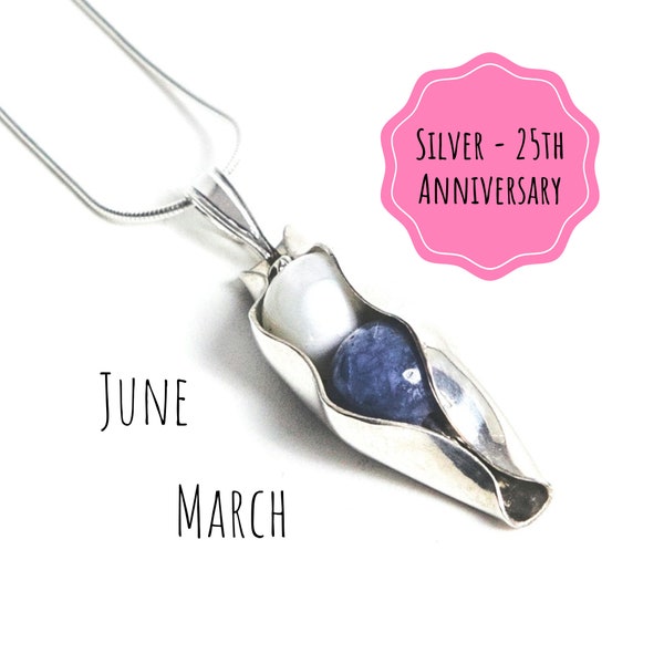 Silver Wedding Anniversary Jewellery | 25th Wedding Anniversary | 25th silver anniversary | Two Peas In A Pod | Wife anniversary necklace