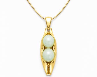 35th Anniversary - Jade Necklace - Two Peas in a Pod Necklace – Sterling Silver or 14K Gold Filled