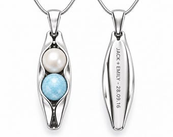 Personalised Birthday Gift for Wife | Two Peas in a Pod Necklace | Custom Birthstones & Engraving