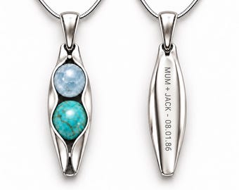 Birthday Gift for Mum - Personalised Birthstone Necklace - Two Peas in a Pod - Engraved Gift for Mum