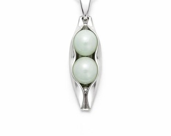 35th Anniversary Gift | Jade Anniversary | Two Peas in a Pod Necklace | 14K Gold Filled or 925 Sterling Silver