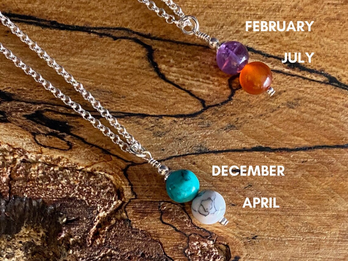 Husband & Wife Necklace Mixed Birthstone Necklace Couples Etsy UK