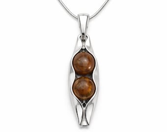 Petrified Wood Necklace: Two Peas in a Pod with engraving, 5th Anniversary