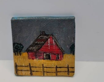 1" scale dollhouse barn painting.