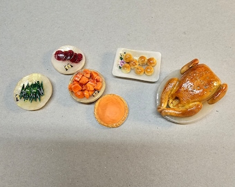 Dollhouse miniature Turkey Dinner 1:12 scale