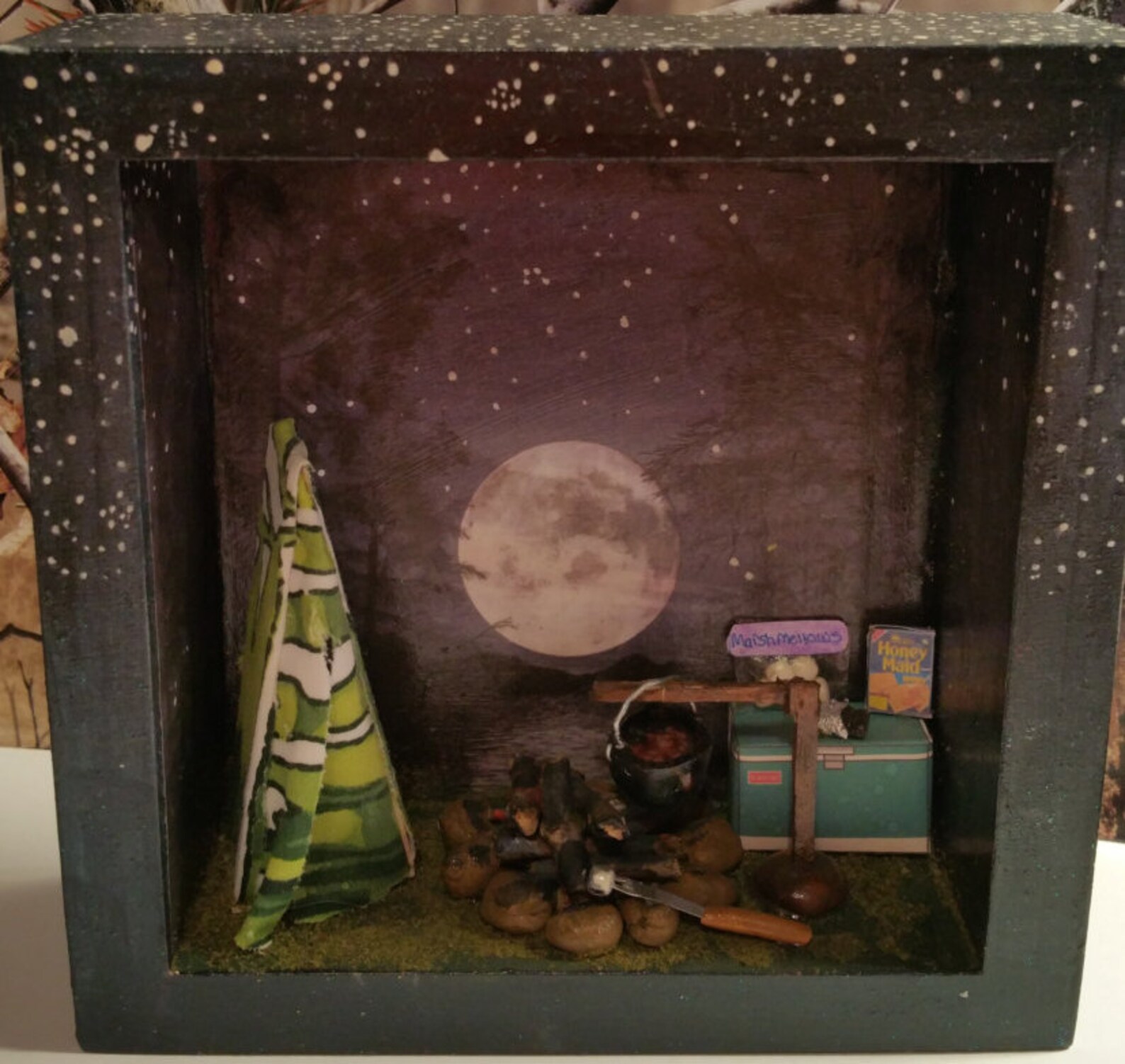 Camping Shadow Box Glow in the Dark Etsy