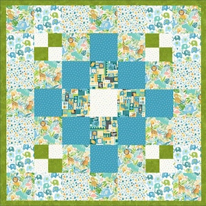 Baby Quilt Kit - Jungle Baby Fun, simple easy beginner kit, pre cut ready to sew, baby boy