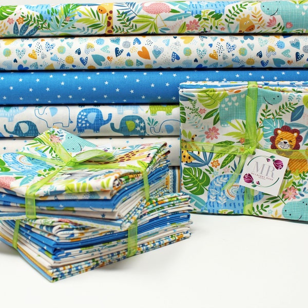 Fat Quarter Bundle - In the Jungle (Blue)