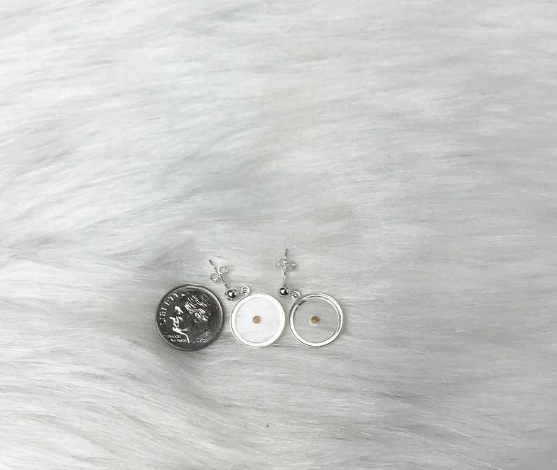 Mustard Seed Clear Resin Circle Pendant Charm Sterling Silver Earrings Set Faith Quote Gift Idea