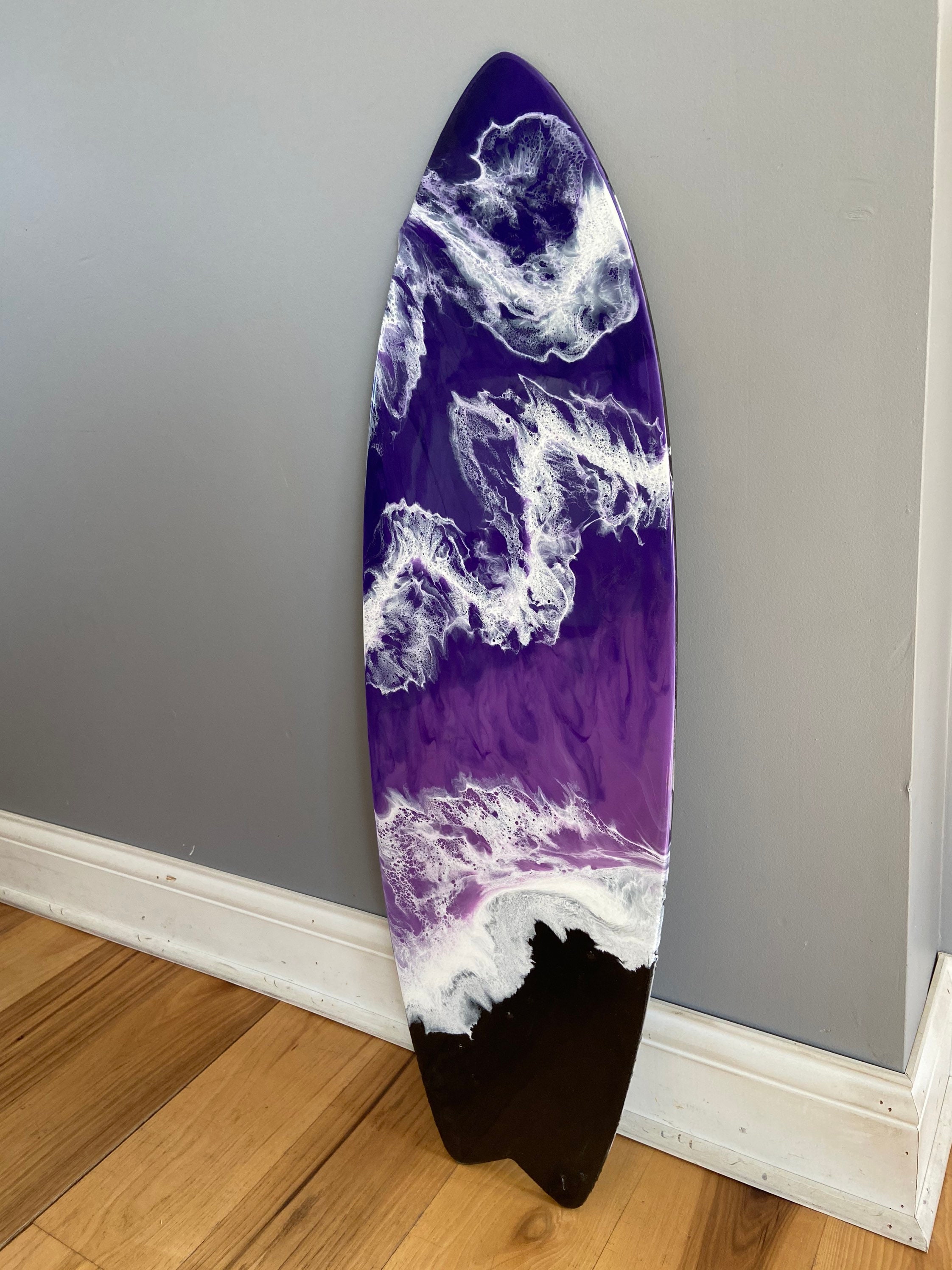 XL 3 Foot Surfboard Purple Sunset Beach Ocean Waves Inspired Epoxy