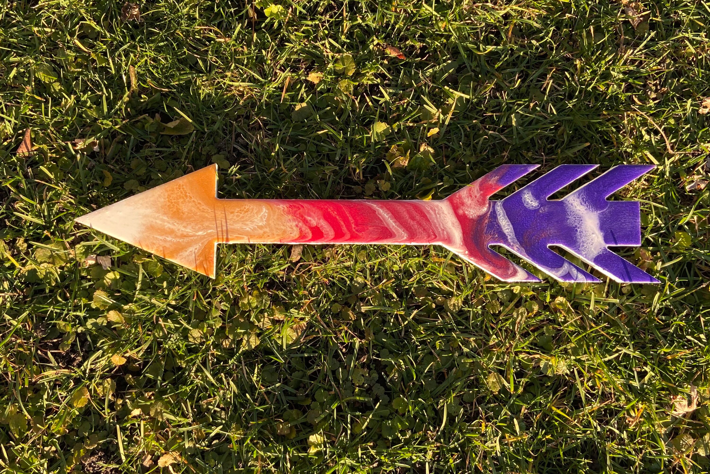 Arrow Purple Red Yellow Sunset Inspired Epoxy Resin Art Wood Wall