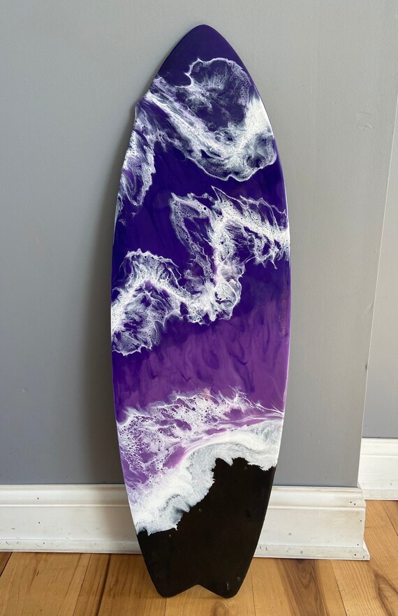 XL 3 Foot Surfboard Purple Sunset Beach Ocean Waves Inspired Epoxy