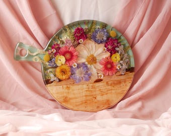 Conservatiestorting bruiloftsbloem | Boeketconservering | Bloemen kunsthars | Bruidscadeau | Huwelijkscadeau | Geconserveerde bloemen | Houten dienblad