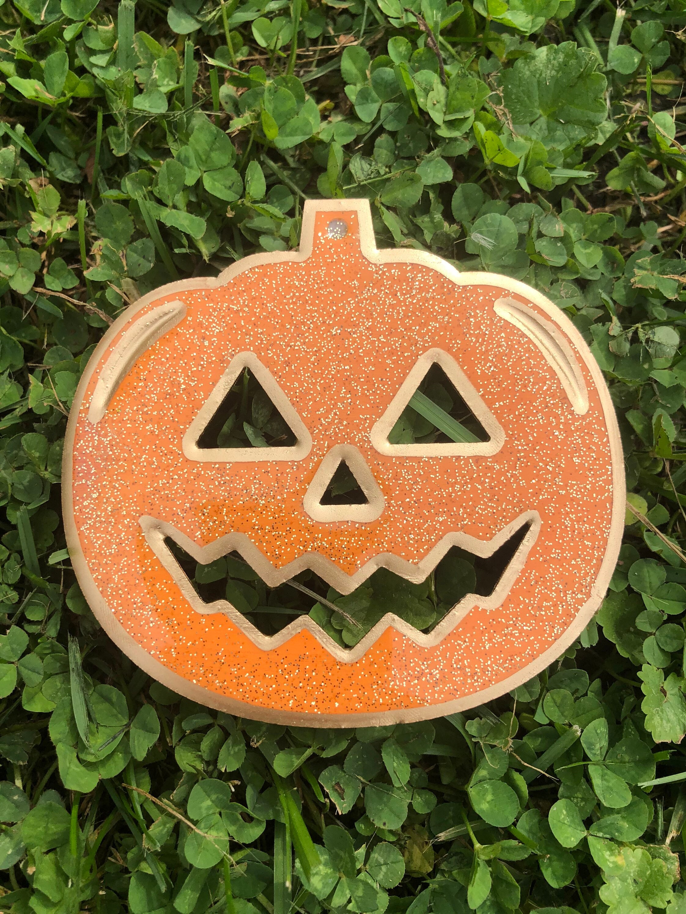 Halloween Special Mini Jack O Lantern Orange Gold Glitter Pumpkin