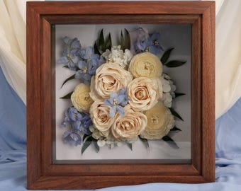 Depósito para Preservação de Flores de Casamento | Preservação de Buquês | Arte Floral em Resina | Presente para Noiva | Presente de Casamento | Preservado | Caixa de Madeira