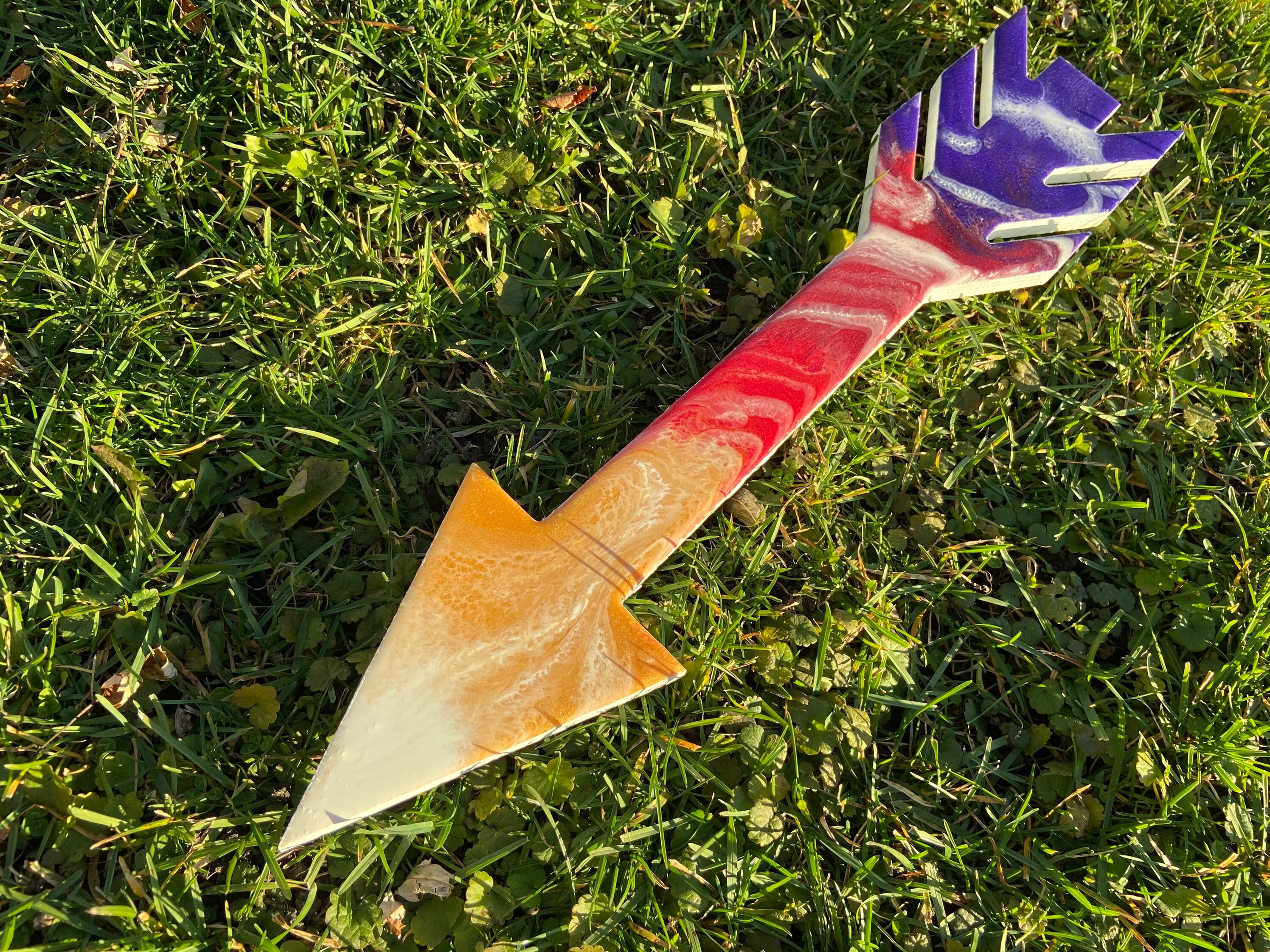 Arrow Purple Red Yellow Sunset Inspired Epoxy Resin Art Wood Wall