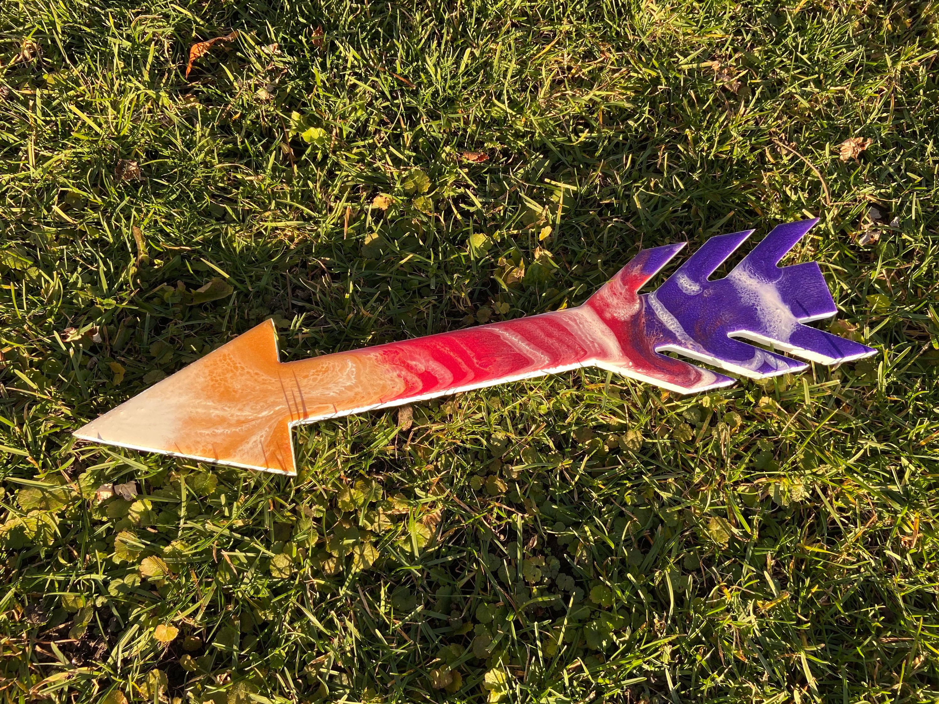 Arrow Purple Red Yellow Sunset Inspired Epoxy Resin Art Wood Wall