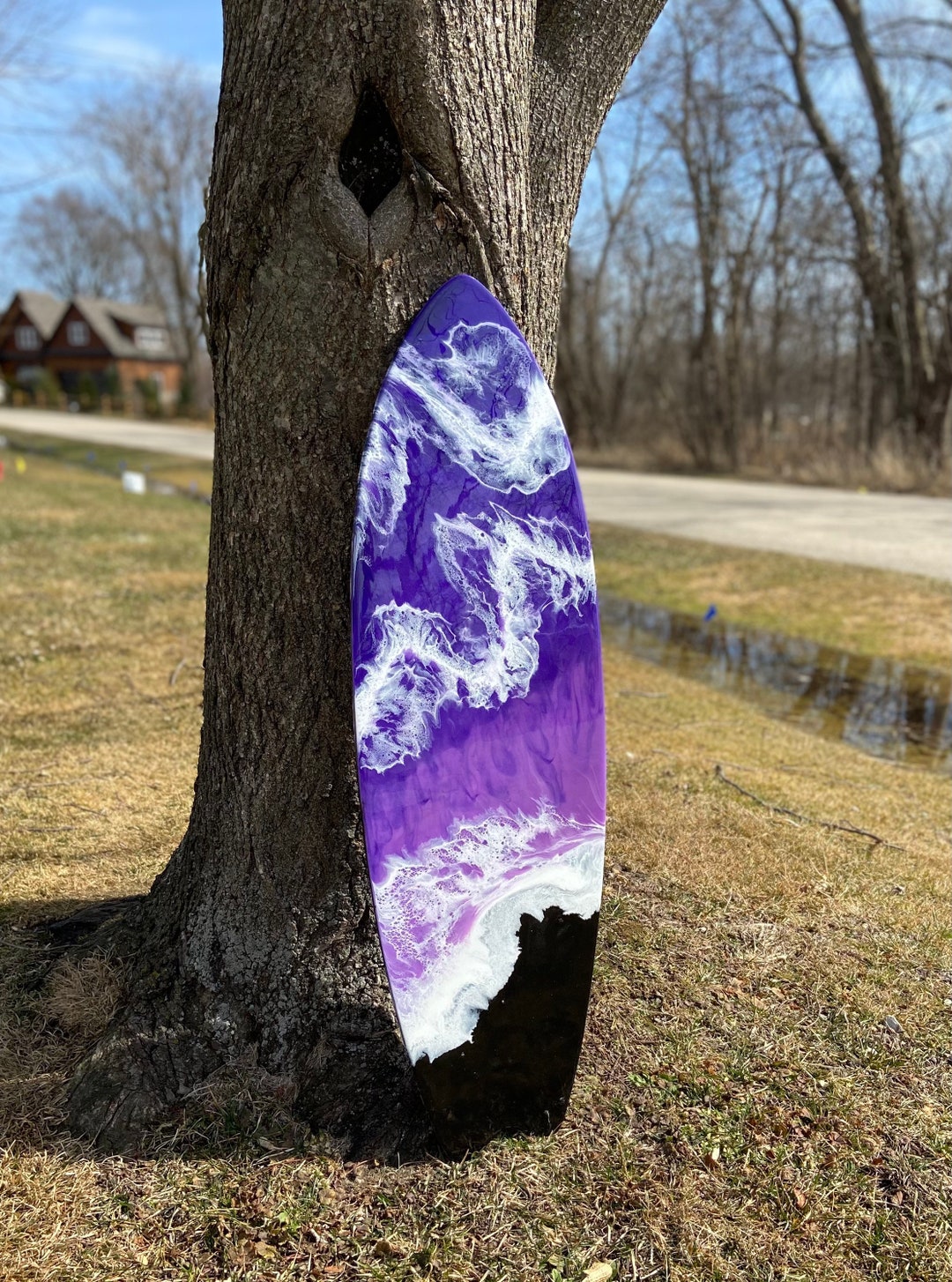 XL 3 Foot Surfboard Purple Sunset Beach Ocean Waves Inspired Epoxy