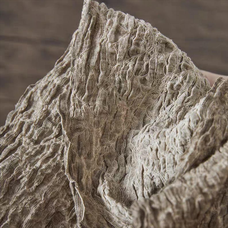 DDP | Stone Textured Crinkled Nylon Knit Fabric,Vintage Wabi-Sabi Garment-Dyed Distressed Designer Knit MaterialCloth,ForClothing,Journaling image 13