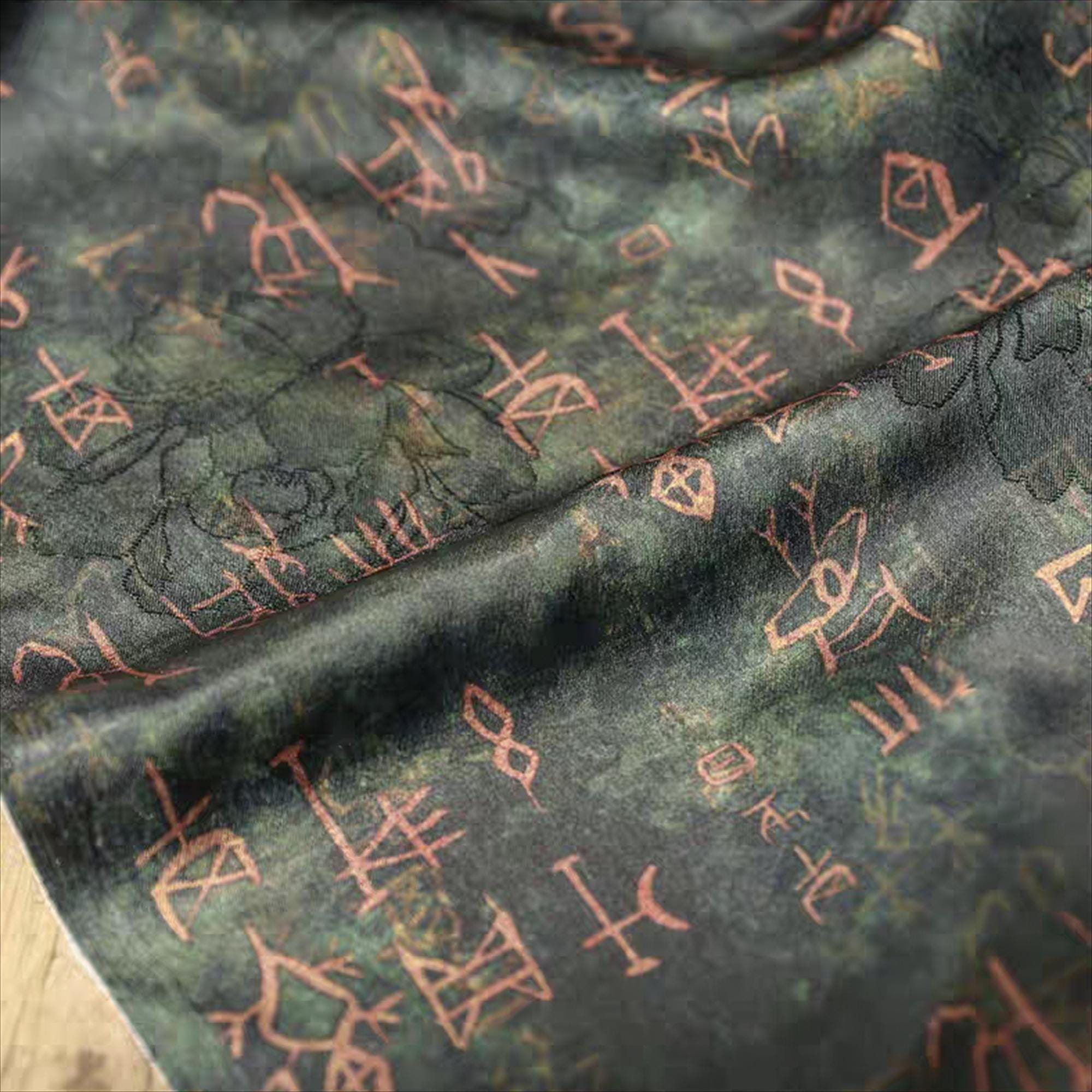 Oracle Clothes BDDP | Ronzegreen Oracle Bone Script Satin Over-dyed Double-sided ...