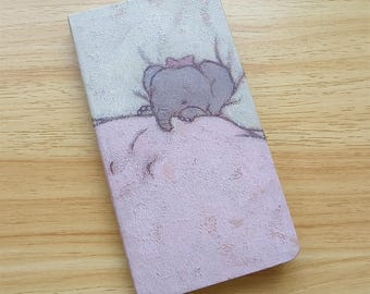 D.P. | Gemütliches niedliches schlafendes Baby Elefant Notizbuch | Cartoon Entzückendes Journal mit farbiger Seite | Tragbares Tagebuch, Reisetagebuch, Skizzenbuch, Scrapbook
