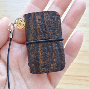 Minicuaderno portátil retro de cuero genuino negro y marrón, con cordón, diario de viaje, cuaderno de bocetos, regalo