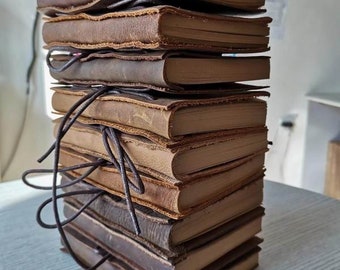 DDP | Echt rundleer met de hand gestikt dagboek vintage bruin lederen dagboek notebook reisvakantie dagboek schetsboek handgemaakt boek