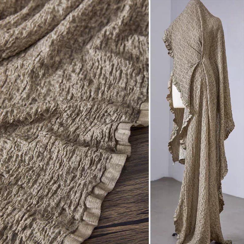 DDP | Stone Textured Crinkled Nylon Knit Fabric,Vintage Wabi-Sabi Garment-Dyed Distressed Designer Knit MaterialCloth,ForClothing,Journaling image 14