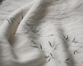 DDP | Beige Viscose Fabric Subtle Bamboo Leaf Print with Draping Effect,Suitable for Clothing,Journaling, Scrapbooking,Handcrafts,Clothes