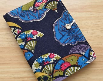 DDP | A5/A6 Loose-leaf Vintage Navy Blue Floral Fan-Patterned Handmade Fabric Journal Diary Notebook TravelJournal Sketchbook Scrapbook Gift