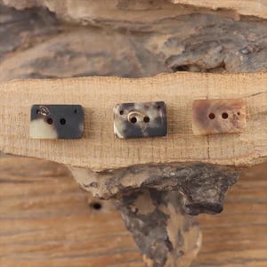 DDP | Vintage Natural Horn Buttons Rectangular 2 Hole Black Burnt Black Brown Irregular Handmade Buttons For Shirts Clothing  Junk Journal