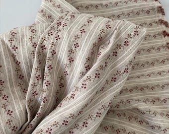 DDP | Gorgeous Vintage Yarn-Dyed Organic Cotton Fabric with Misty Floral Stripe Patterns Cloth,Suitable For Clothing,Journaling,Clothes,Bags