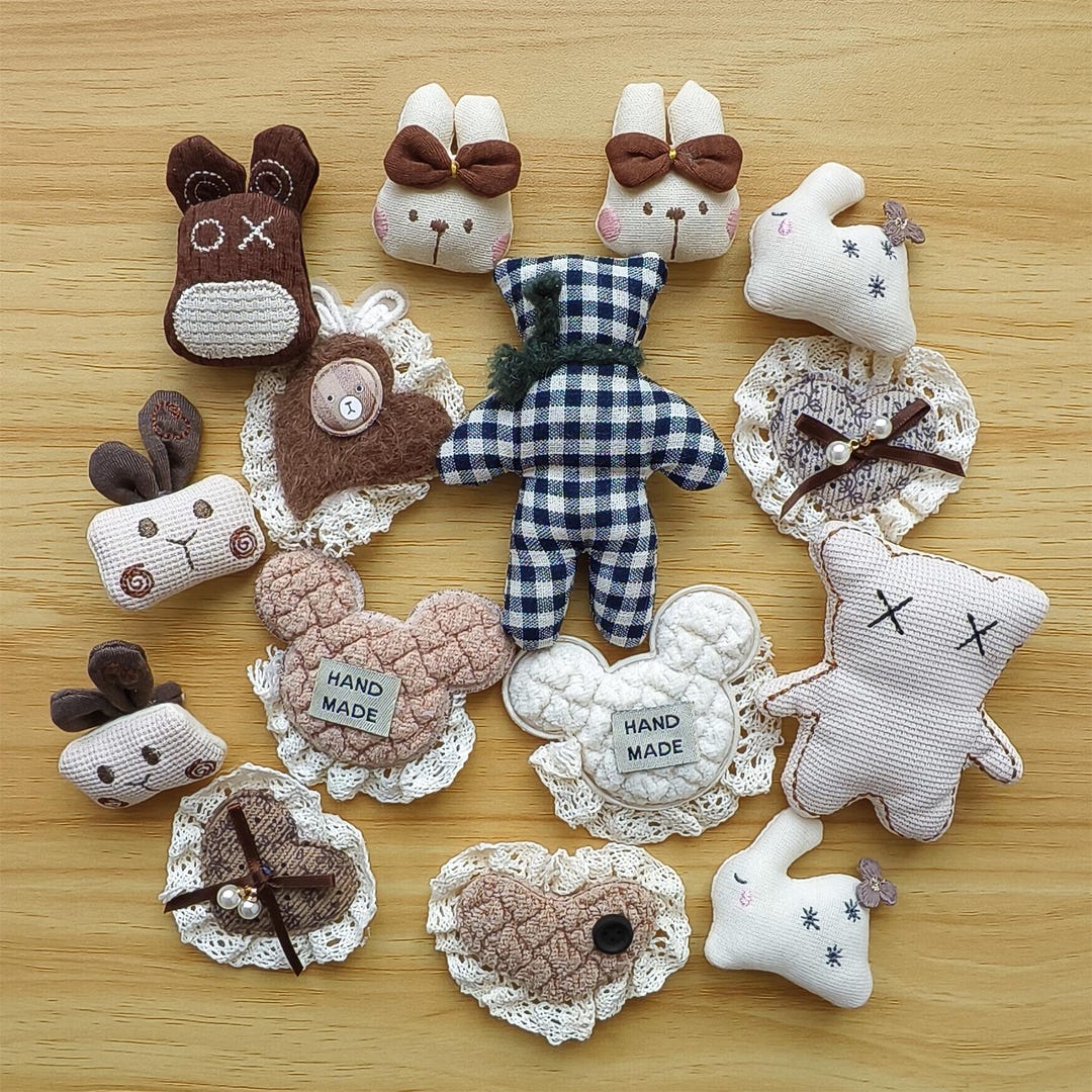 DDP | 4pcs Hand-sewn 3D Mini Plush Rabbit Bear Elephant Dolls ...