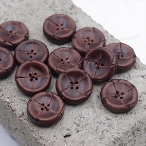 DDP | Coffee Brown Bowl Shaped Woven 4 Hole Genuine Leather Buttons High End Vintage Buttons For Women's Woolen Sweater Trench CoatOvercoat