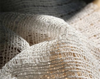 DDP | Hollow Textured Off-White Cotton-Linen Hanfu Gauze Fabric Vintage Linen Material For Ancient Style Garments,Suitable For Clothing,Bags