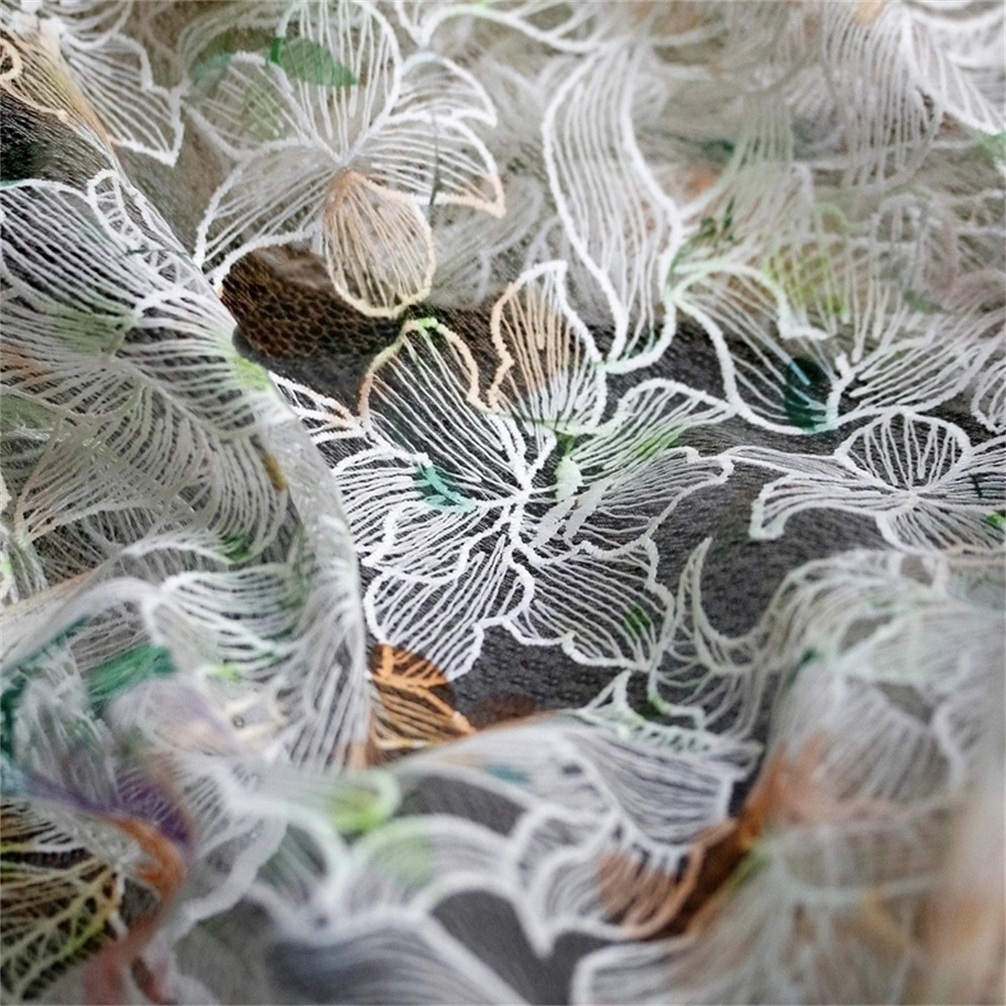 DDP | Iridescent Lace Flower Cutout Mesh Sheer Embroidered Fabric