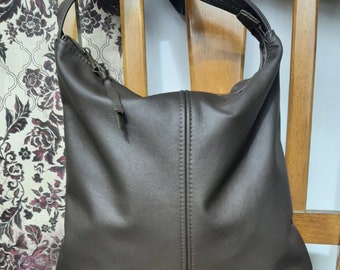 Dark Brown genuine leather hobo handbag, 100% Leather, crossbody or shoulder, slouch bag in small, medium, large