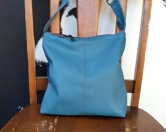 PU leather Ocean blue handbag, shoulder bag/ crossbody / hobo / slouch bucket bag